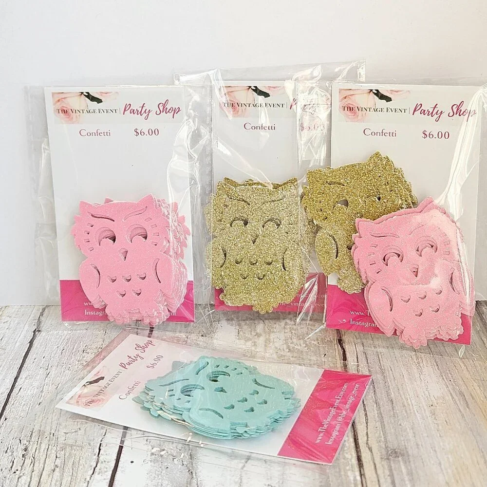80 Pieces Owl Confetti for a Birthday Party- Boho